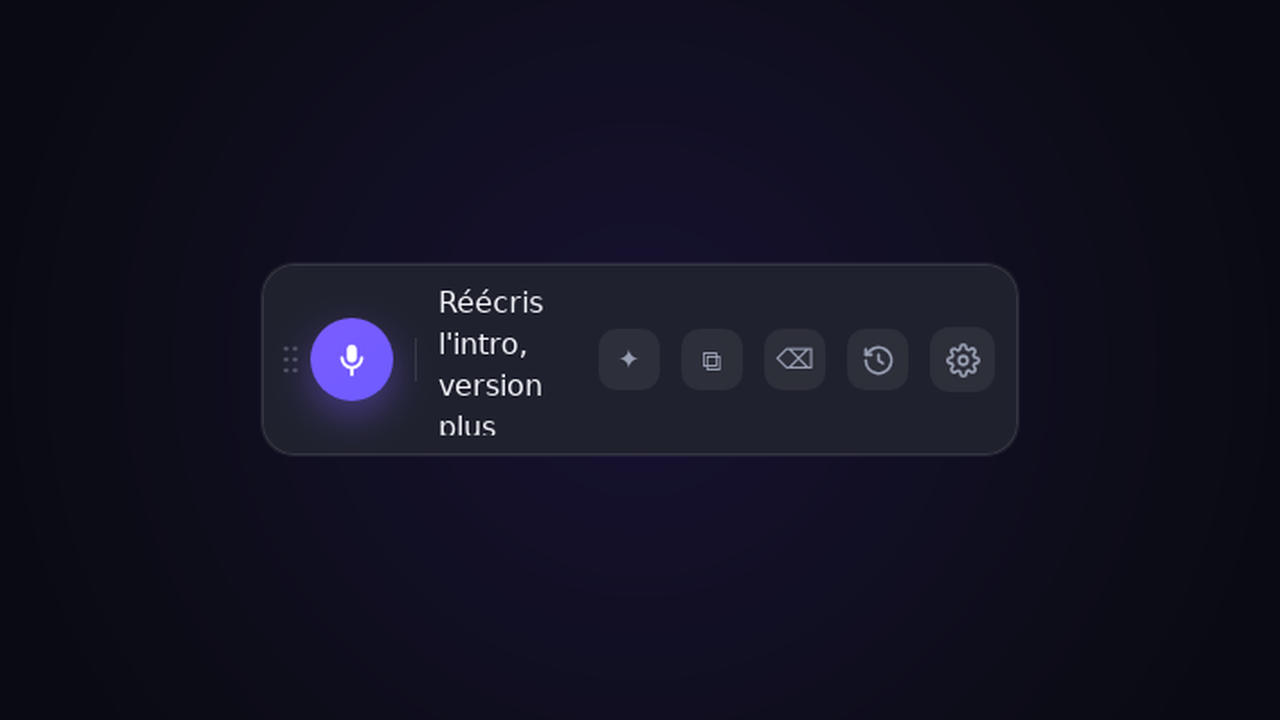 The Sonora bar after a dictation, with the reformulate, copy and clear actions
